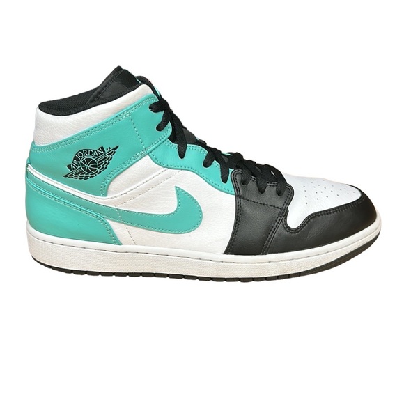 Nike Air Jordan 1 Mid White Tropical Twist Aqua Black #554724-132 Men's Size 13 - Picture 7 of 12